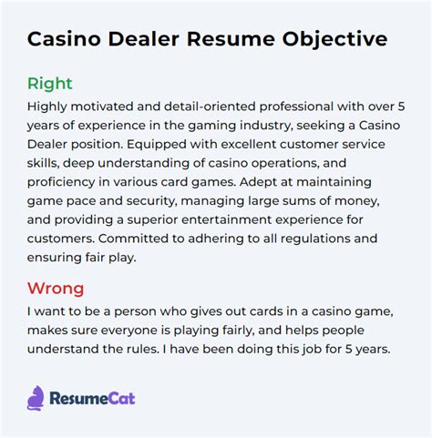 dealer in casino objective - casino dealer resume examples.